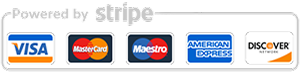 Payments powered by Stripe (Pay with Visa, Mastercard, Maestro, American Express, Union Pay, PayPal)