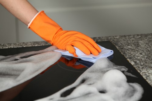 Cleaning a modern office kitchen and communal area in Colliers Wood