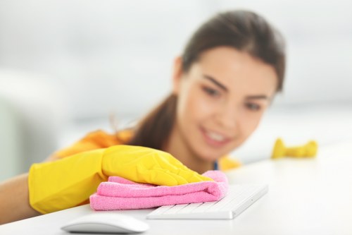 Professional cleaning of a communal staircase and landing
