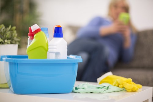 Local cleaner working on a flat in Colliers Wood
